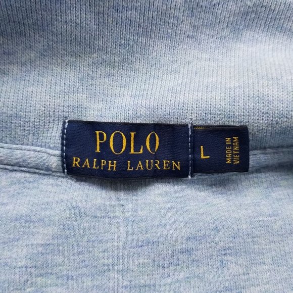 Polo Ralph Lauren Sweater Mens Large Blue Pullover Mock Neck Zip Cotton - Picture 11 of 14